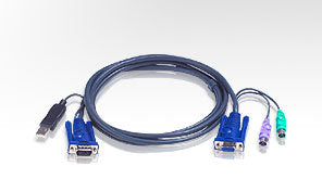 Aten USB KVM (Keyboard/Video Monitor/Mouse) Kablosu, 1 X Monitör 15 Pin HDB Erkek, 1 X Klavye / Mouse USB A Erkek 1 X Monitör HDB-15 Dişi, 1 X Klavye Mini-Din 6 Erkek, 1 X Mouse Mini-Din 6 Erkek, 1.80 Metre (ATEN-2L-5502UP)