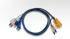 Aten USB KVM (Keyboard/Video Monitor/Mouse) Switch İçin Kablo, 1.80 Metre, 1 X SPHD-15 Erkek, 2 X Audio Yuvası 1 X Monitör 15 Pin HDB Erkek, 1 X Klavye / Mouse USB A Erkek, 2 X Audio Yuvası (ATEN-2L-5302U)