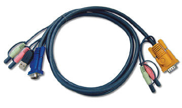 Aten USB KVM (Keyboard/Video Monitor/Mouse) Switch İçin Kablo, 3 Metre, 1 X SPHD-15 Erkek, 2 X Audio Plug 1 X Monitör 15 Pin HDB Erkek, 1 X Klavye / Mouse USB A Erkek, 2 X Audio Yuvası (ATEN-2L-5303U)