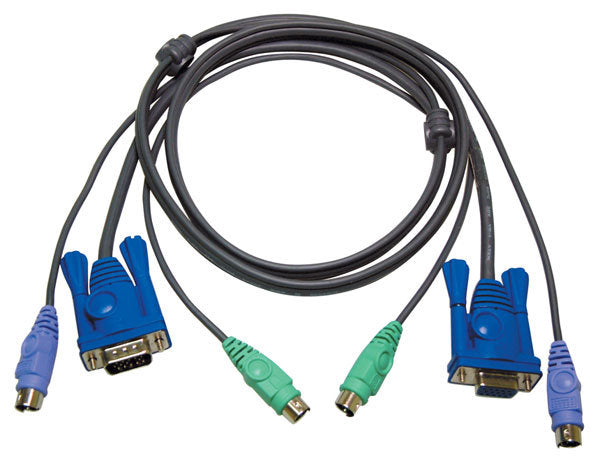 Aten PS/2 KVM Kablosu, VGA Monitör 15 Pin HDB Dişi, PS/2 Klavye 6 Pin Mini-DIN Erkek, PS/2 Mouse 6 Pin Mini-DIN Erkek VGA Monitör 15 Pin HDB Erkek, PS/2 Klavye 6 Pin Mini-DIN Erkek, PS/2 Mouse 6 Pin Mini-DIN Erkek, 1.80 Metre (ATEN-2L-5002P/C)