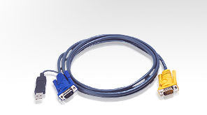 Aten USB KVM (Keyboard/Video Monitor/Mouse) Switch İçin Kablo, 1.80 Metre, 1 X SPHD-15 Erkek 1 X Monitör 15 Pin HDB Erkek, 1 X Klavye / Mouse USB A Erkek (ATEN-2L-5202UP)