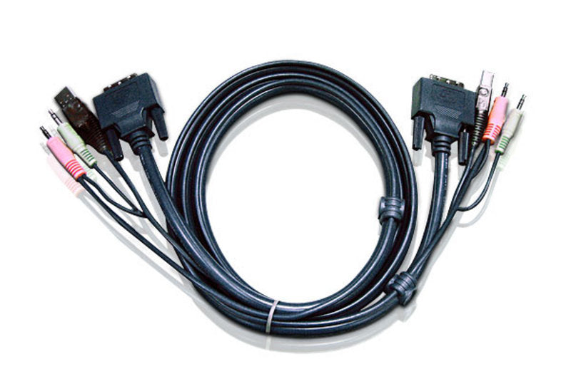 Aten USB DVI-D Dual Link Desktop KVMP Switch Kablosu, 1.8 Metre (ATEN-2L-7D02UD)