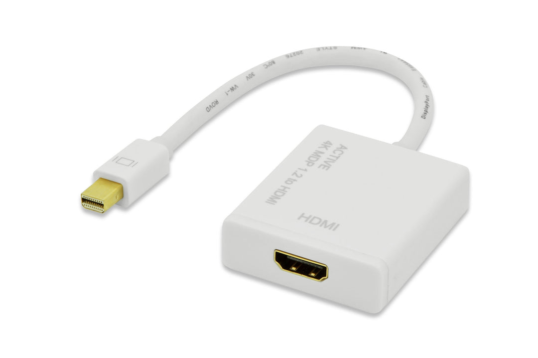 Ednet Mini DisplayPort (Mini DP) HDMI Adaptörü, Kablolu, Mini DP Erkek - HDMI A Dişi, 2160p, 2x Zırhlı, AWG32, 0.20 Metre, 4K/2K, Aktif Çevirici, UL, CE, Beyaz Renk, Nikel Kaplama (ED-84519)
