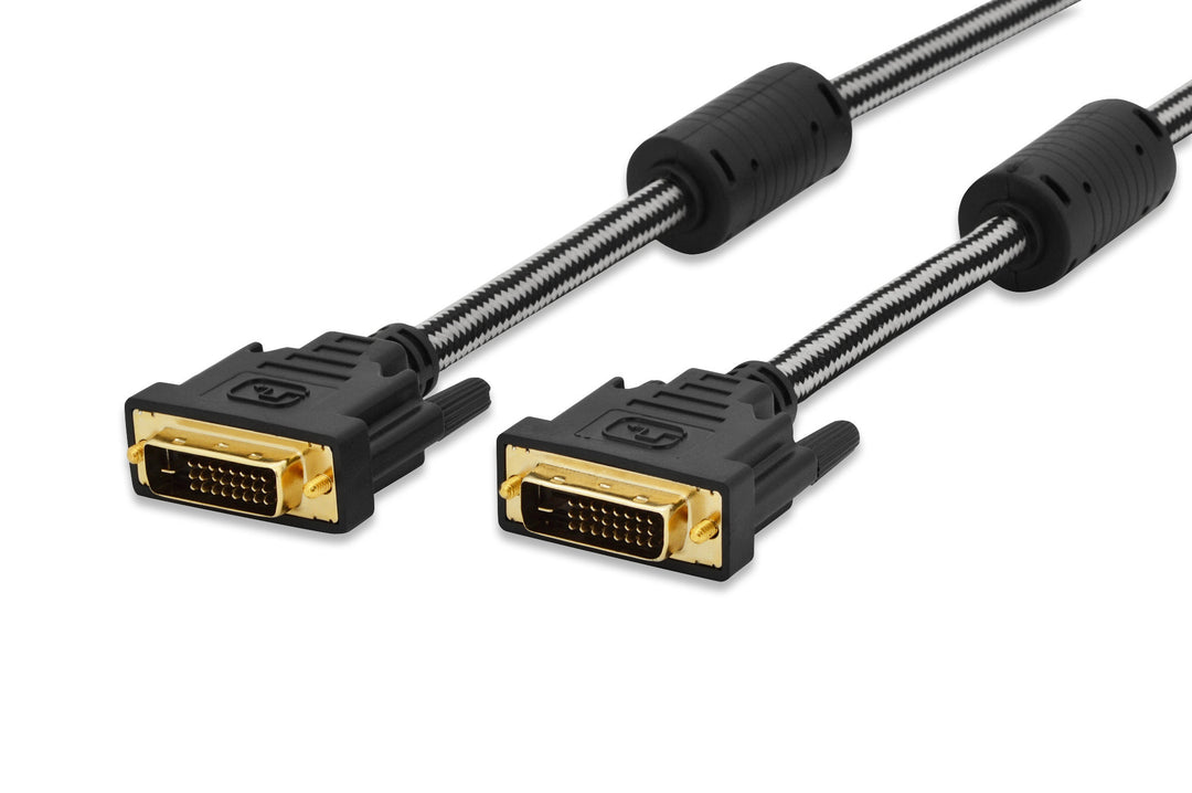 Ednet DVI Bağlantı Kablosu, DVI-D (24+1) Erkek - DVI-D (24+1) Erkek, 2x Ferrit, 2x Zırhlı, 2 Metre, AWG 30, UL, Siyah Renk, Altın Kaplama (ED-84520)