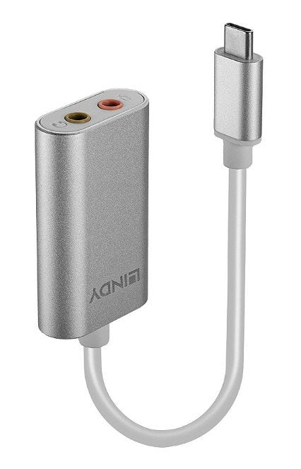 Lindy USB Tip C Ses Çeviricisi, USB C Erkek 2 X 3.5mm Dişi (LIN-42711)