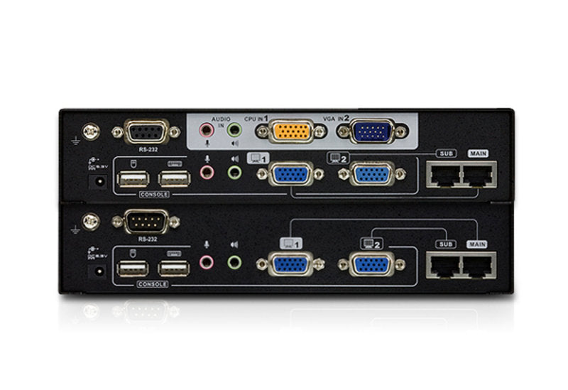 Aten VGA Dual View Cat 5 KVM (Keyboard/Video Monitor/Mouse) Mesafe Uzatma Cihazı, Ses (Hoparlör Ve Mikrofon) Bağlantı Desteği, 300 Metre, USB Konsol, Deskew Özelliği, ESD Ve Gerilimdeki Ani Yükselmelere Karşı Korumalı (ATEN-CE775) 2