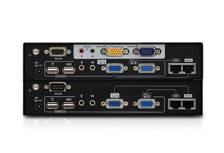 Aten VGA Dual View Cat 5 KVM (Keyboard/Video Monitor/Mouse) Mesafe Uzatma Cihazı, Ses (Hoparlör Ve Mikrofon) Bağlantı Desteği, 300 Metre, USB Konsol, Deskew Özelliği, ESD Ve Gerilimdeki Ani Yükselmelere Karşı Korumalı (ATEN-CE775) 2