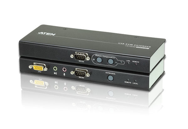 Aten VGA Cat 5 KVM (Keyboard/Video Monitor/Mouse) Mesafe Uzatma Cihazı, Ses (Hoparlör Ve Mikrofon) Bağlantı Desteği, 200 Metre, USB Konsol (ATEN-CE750A)