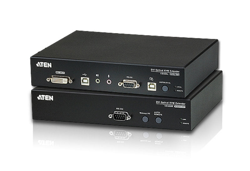 Aten DVI Fiber Optik KVM (Keyboard/Video Monitor/Mouse) Mesafe Uzatma Cihazı, Ses (Hoparlör Ve Mikrofon) Bağlantı Desteği, 20 Km, USB Konsol (ATEN-CE690) 2