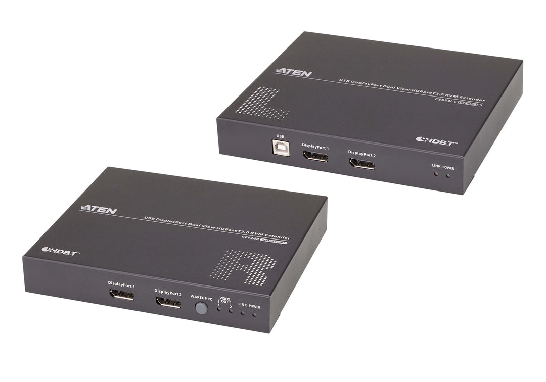 Aten USB DisplayPort Dual View HDBaseT™ 2.0 KVM (Keyboard/Video Monitor/Mouse) Mesafe Uzatma Cihazı (4K@100m Tek Ekran İçin) (ATEN-CE924)