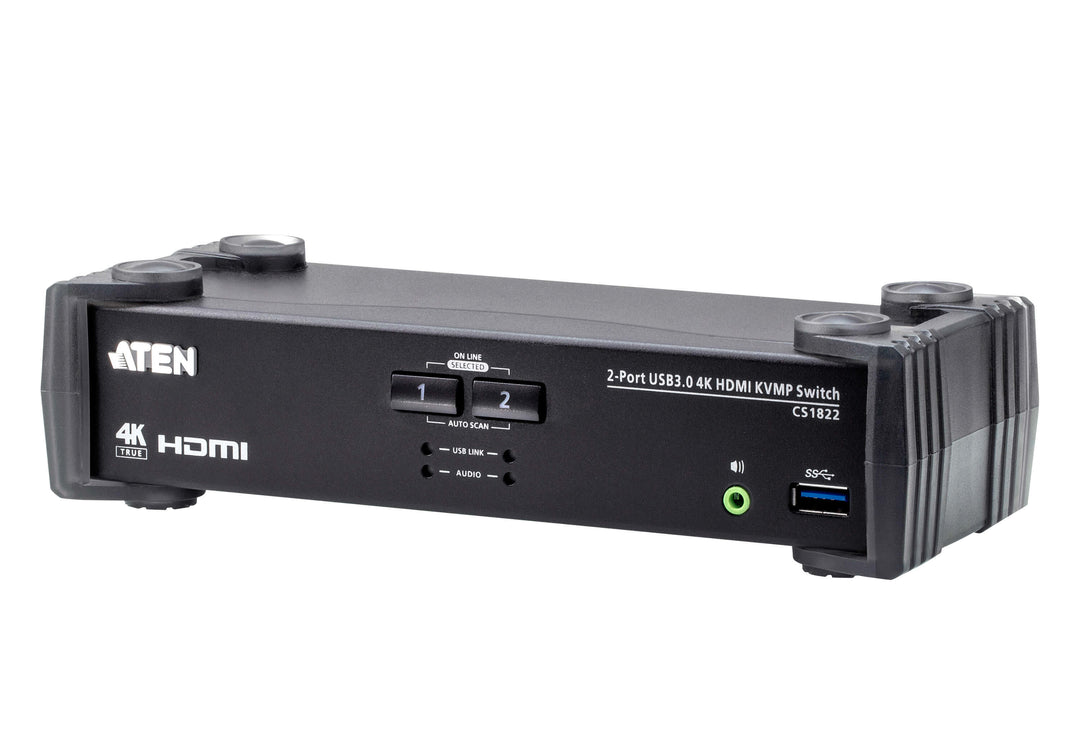 Aten 2-Port USB 3.0 4K HDMI KVMP™(Keyboard/Video Monitor/Mouse) Periferi (Çevre Cihazlarla (USB) Bağlantı Kurabilir), Ses Mikser Mod Özelliği (ATEN-CS1822)