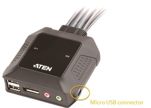 Aten 2 Port USB DisplayPort KVM (Keyboard/Video Monitor/Mouse) Switch, Masaüstü Tip, KVM Bağlantı Kablosu Ürüne Gömülüdür, Remote Port Selector İle Birlikte (ATEN-CS22DP) 8