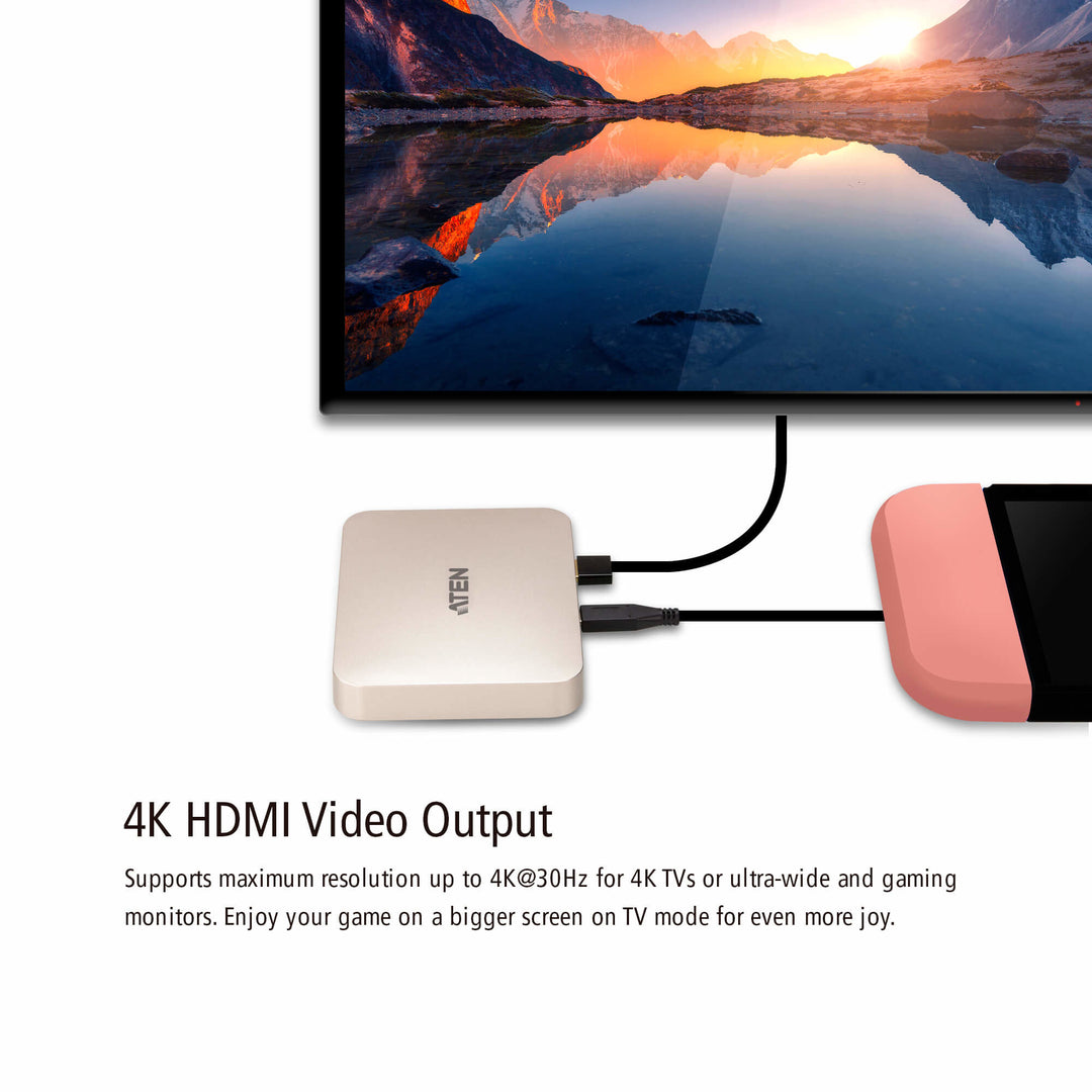 Aten USB-C 4K Ultra Gaming Mini Dock With Power Pass-Through (ATEN-UH3235) 4