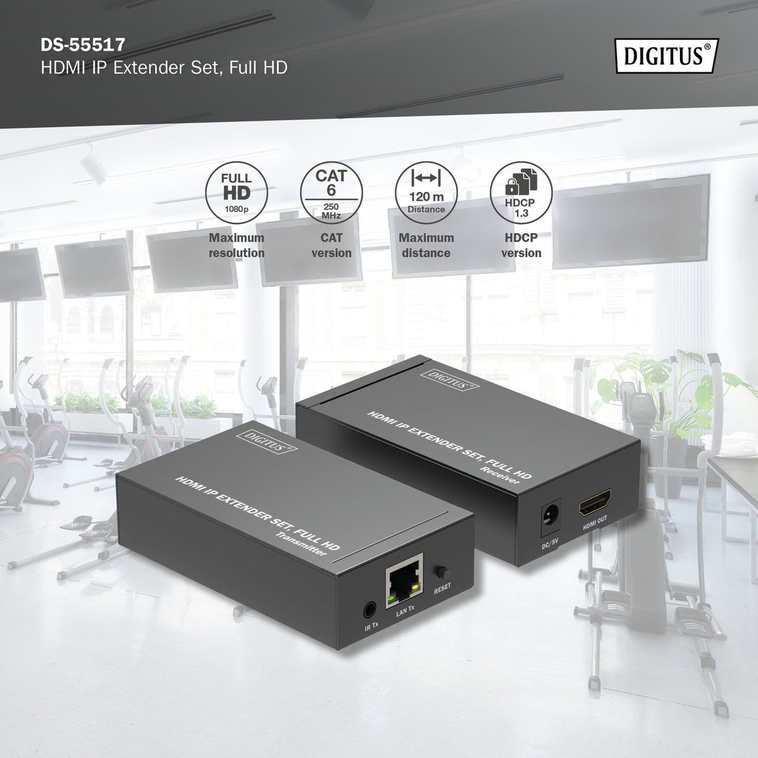 Digitus HDMI IP Sinyal Uzatma Seti, Alıcı (Receiver) Ve Verici (Transmitter) Birim Dahil, 120 Metre, Full HD, 1080p, Tek Noktadan Çok Noktaya (DS-55517) 5