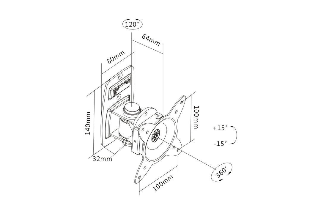 Digitus Ekran Taşıyabilen Askı Aparatı, Maksimum 69 Cm, 27 İnç Ekran, Maksimum Yük Kapasitesi 15kg, VESA 100 X 100mm, Duvara Monte Edilebilir, Siyah Renk (DA-90350) 3