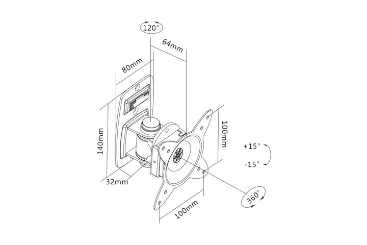 Digitus Ekran Taşıyabilen Askı Aparatı, Maksimum 69 Cm, 27 İnç Ekran, Maksimum Yük Kapasitesi 15kg, VESA 100 X 100mm, Duvara Monte Edilebilir, Siyah Renk (DA-90350) 3