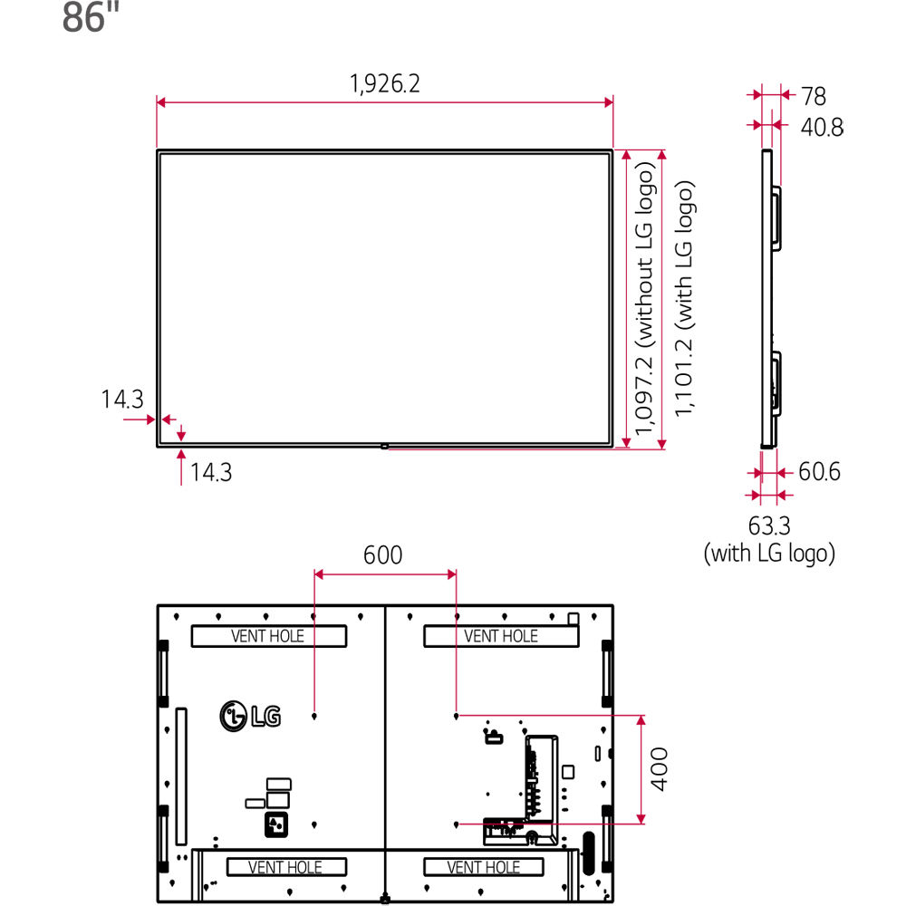 LG 86UH5 Serisi 86 Inch Ultra HD (UHD) 7/24 500 Nit Endüstriyel Signage Monitör 8