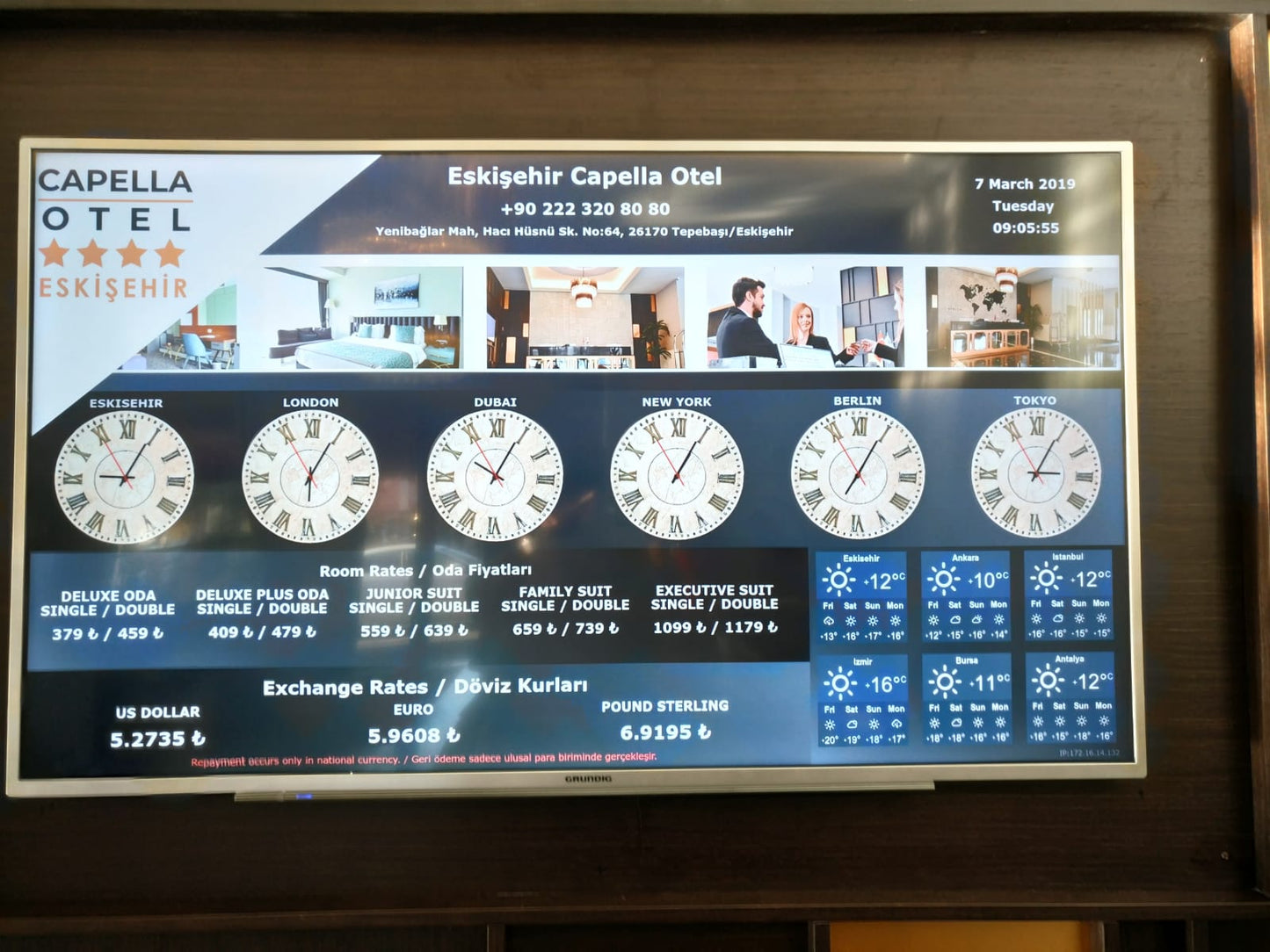 Hotel Resepsiyon Bilgi Ekranı - 32 Inch FULL HD 7/24 400 Nit Endüstriyel Signage Monitör