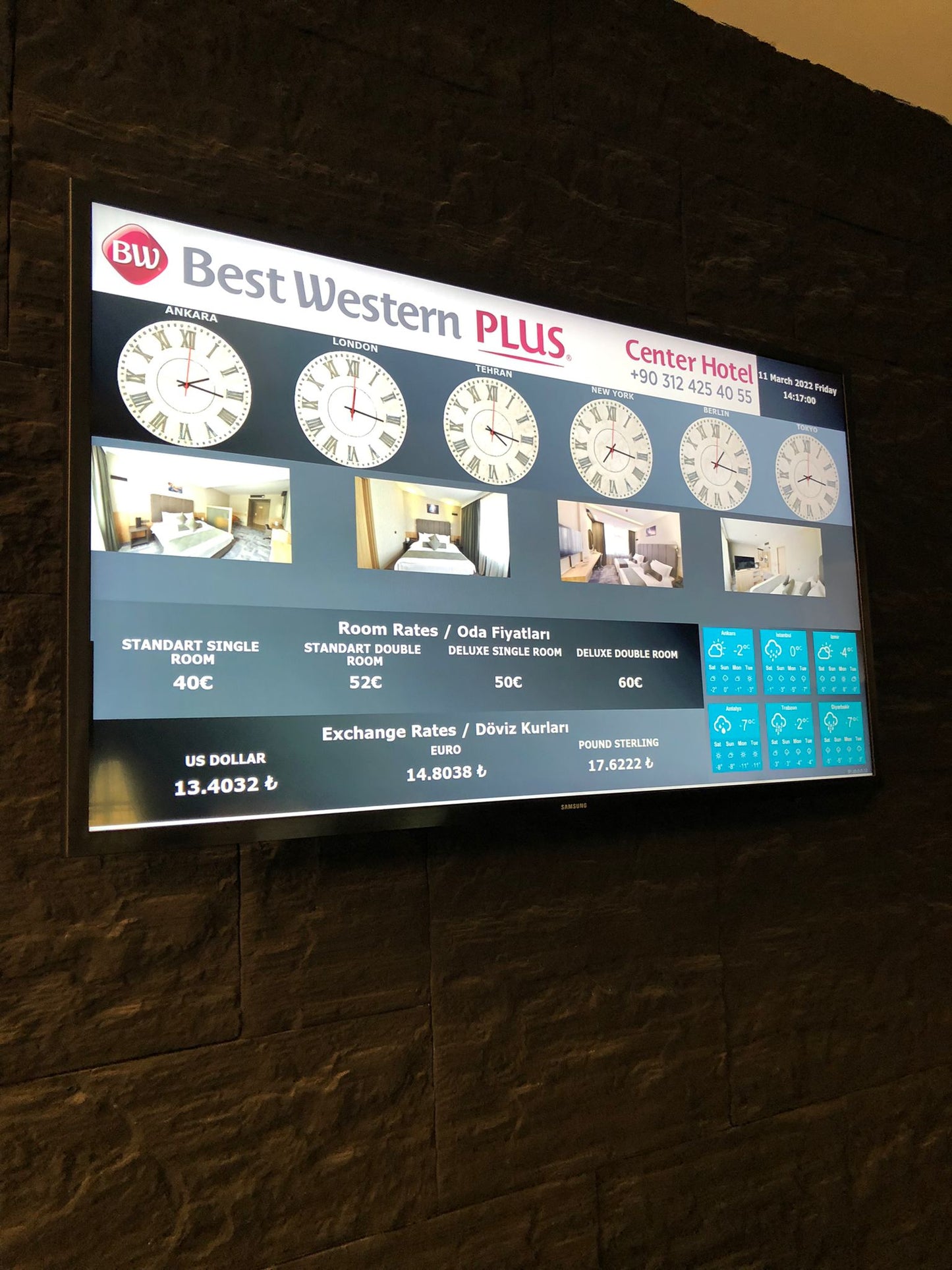 Hotel Resepsiyon Bilgi Ekranı - 32 Inch FULL HD 7/24 400 Nit Endüstriyel Signage Monitör