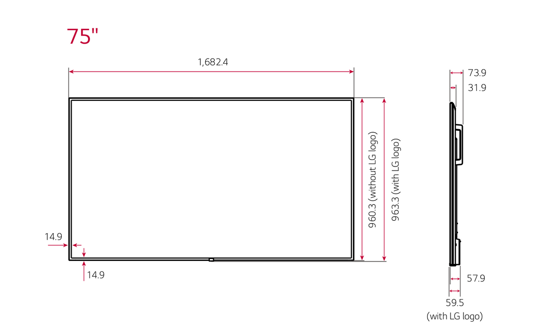 LG 75UH5 Serisi 75 Inch Ultra HD (UHD) 7/24 500 Nit Endüstriyel Signage Monitör 7