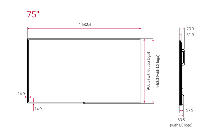 LG 75UH5 Serisi 75 Inch Ultra HD (UHD) 7/24 500 Nit Endüstriyel Signage Monitör 7