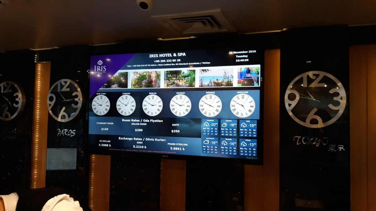 Hotel Resepsiyon Bilgi Ekranı - 65 Inch Ultra HD 7/24 500 Nit Endüstriyel Signage Monitör 8