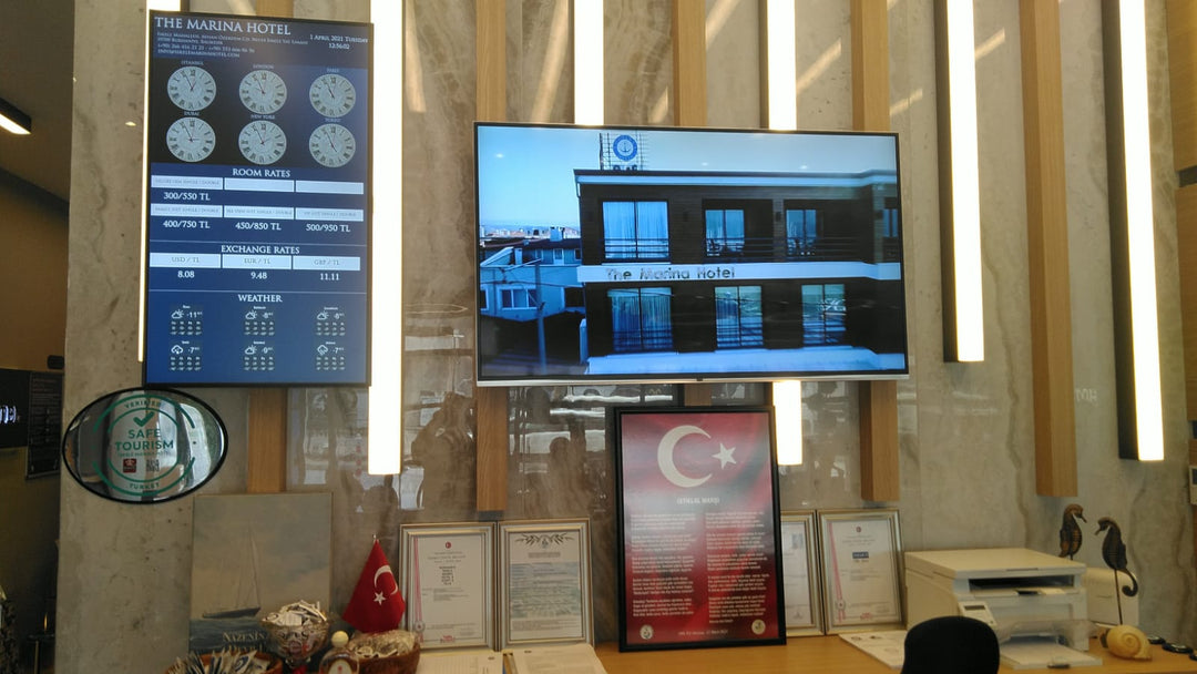 Hotel Resepsiyon Bilgi Ekranı - 75 Inch Ultra HD 7/24 500 Nit Endüstriyel Signage Monitör 8